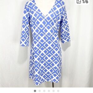 MAHI GOLD Blue and White Dress
